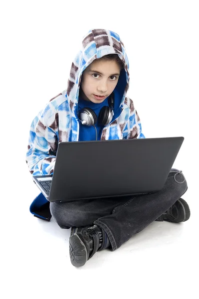 Boy with laptop — Stock Photo, Image