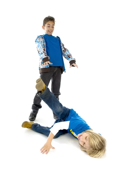 Big Brother Throwing His Little Brother Ground — Stock Photo, Image