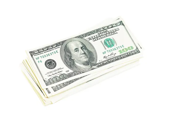 Pilha de notas de cem dólares — Fotografia de Stock