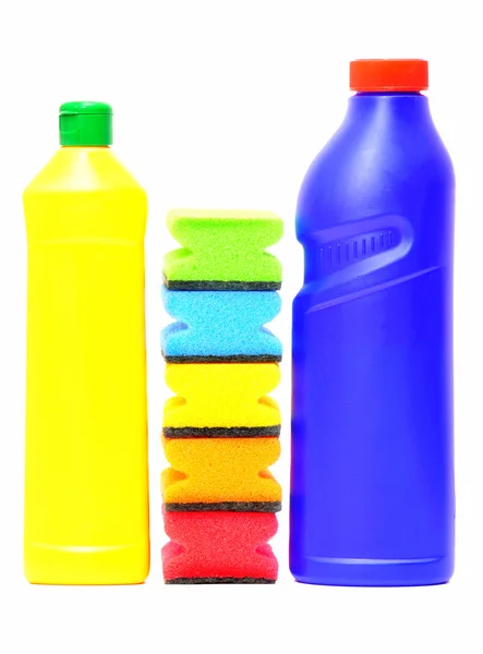 Three flacons of washing liquid — Stock Photo, Image