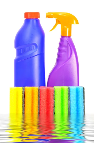Três flacons de líquido de lavagem — Fotografia de Stock