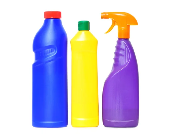 Drie flacons van het wassen van de vloeistof — Stockfoto
