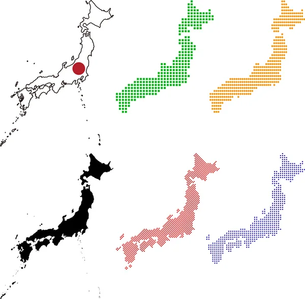 Peta dan bendera Jepang - Stok Vektor