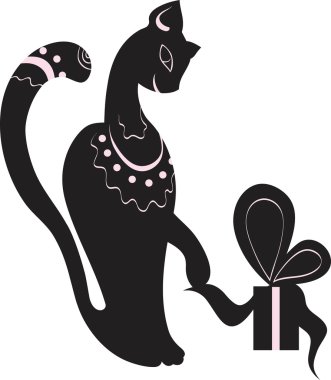 Cat and gift clipart