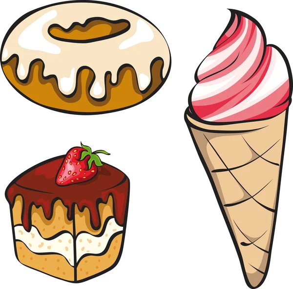 Een vectorillustratie set van zondige uitziende desserts voor de swe — Stockvector