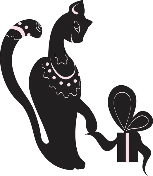 Кішка і подарунок — стоковий вектор