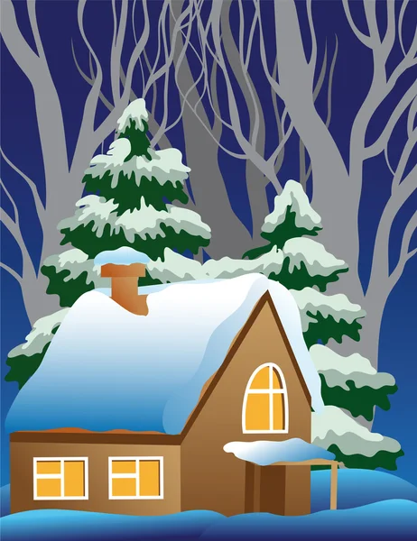 Vector illustration of a snow-covered village. — Stock Vector