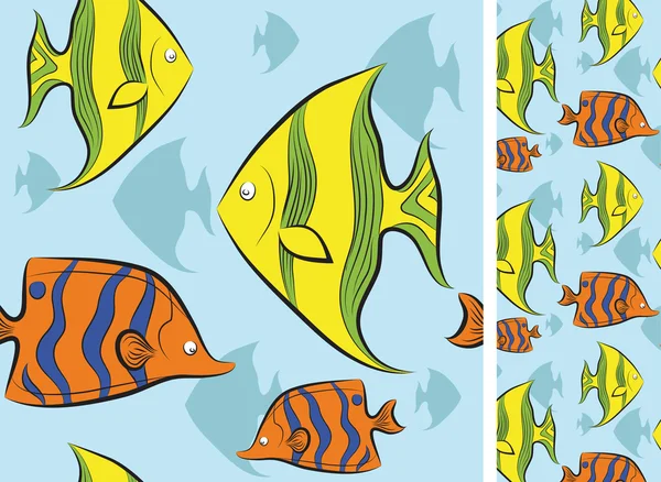 Peixes tropicais nadam debaixo de água . — Vetor de Stock