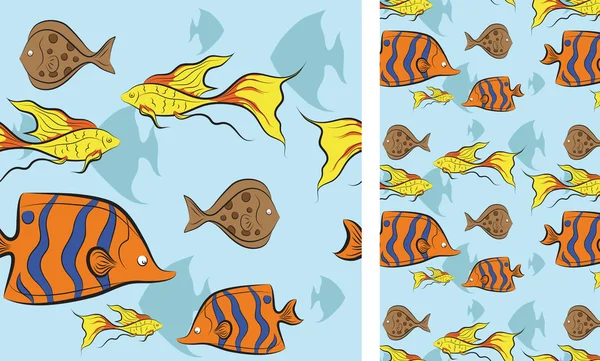 Peixes tropicais nadam debaixo de água . — Vetor de Stock