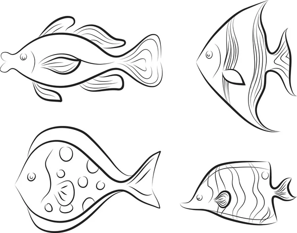 Zbiór oryginalnych ryby stylizowane. — Wektor stockowy