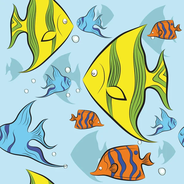Peixes tropicais nadam debaixo de água. ilustração vetorial . — Vetor de Stock