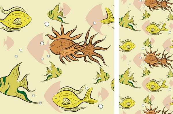 Peixes tropicais nadam debaixo de água. ilustração vetorial . — Vetor de Stock