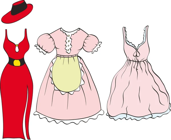 Conjunto de vestidos femeninos — Archivo Imágenes Vectoriales