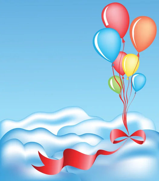 Ribbon and baloons — Stock Vector