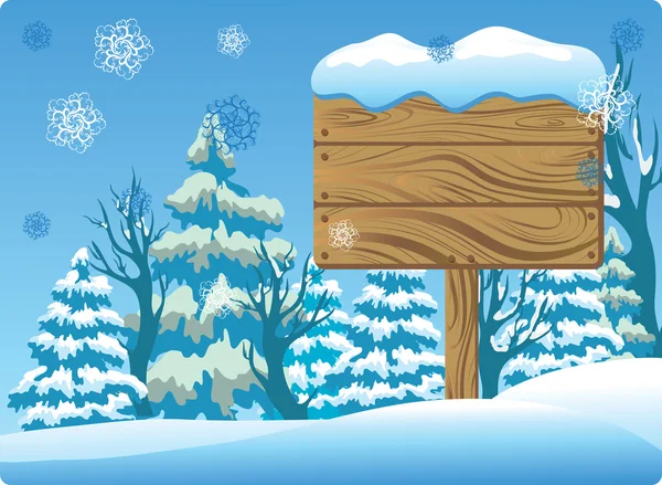 Sinalização de madeira de inverno — Vetor de Stock