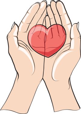 Two hands with heart clipart