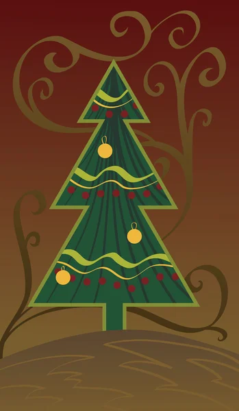 Christmas tree on fantasy background — Stock Vector
