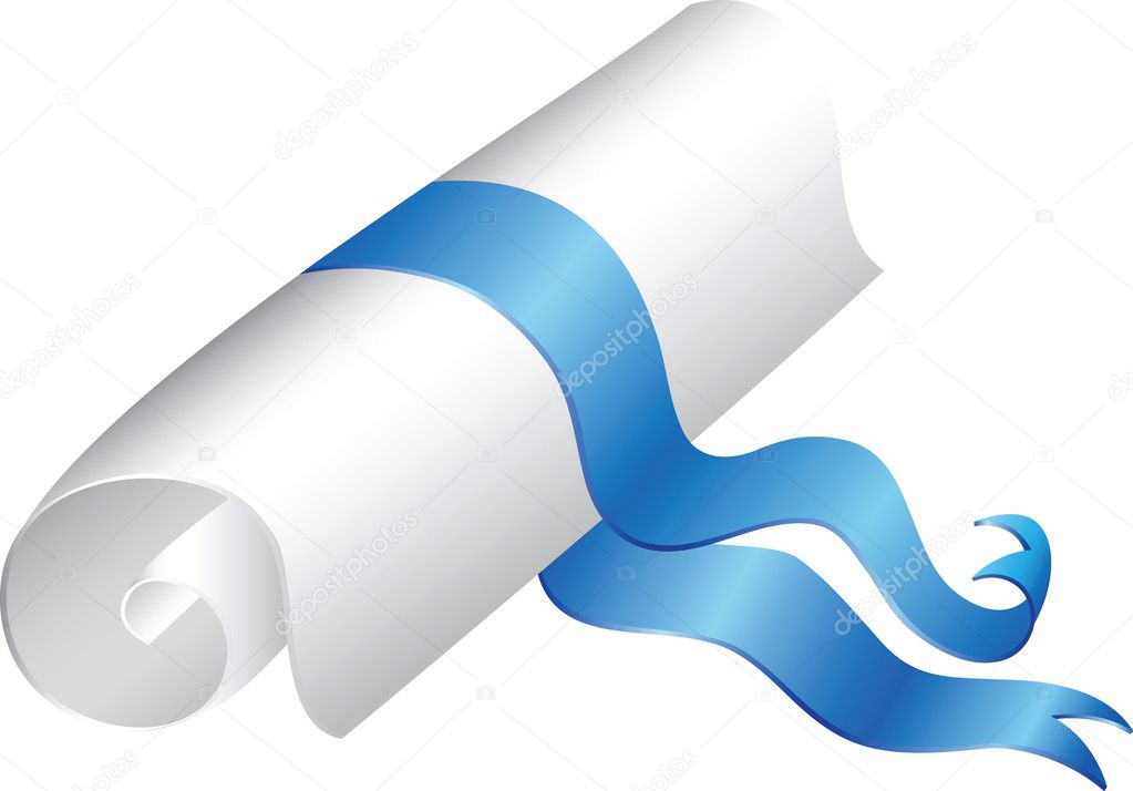 Roll of paper with ribbon