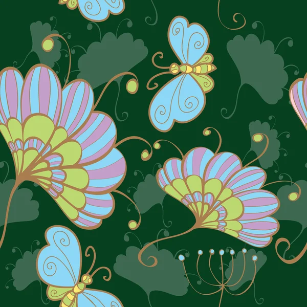 Fond sans couture avec des fleurs — Image vectorielle
