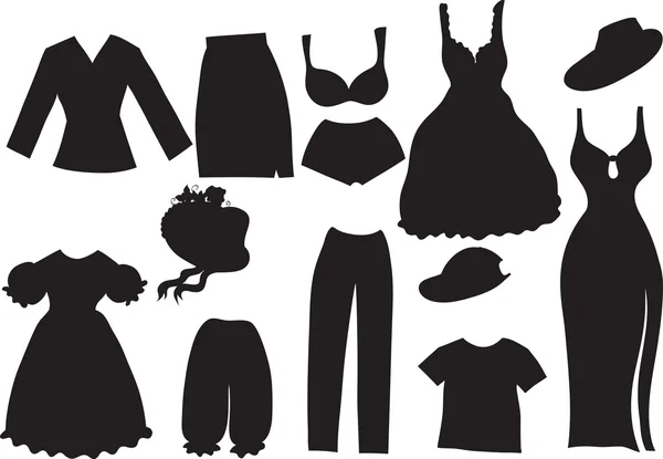 Siluetas de ropa de mujer — Archivo Imágenes Vectoriales