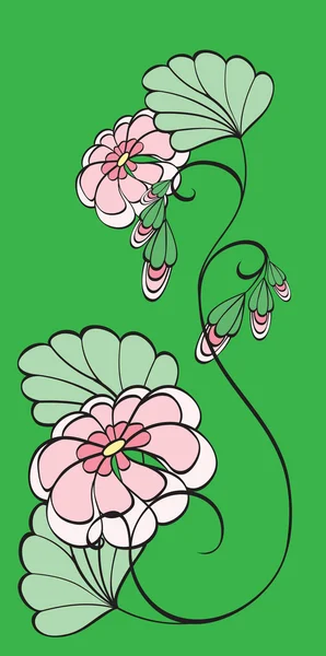 녹색 배경의 꽃 — 스톡 벡터