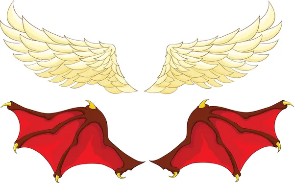 Vleugels van een engel en een demon — Stockvector