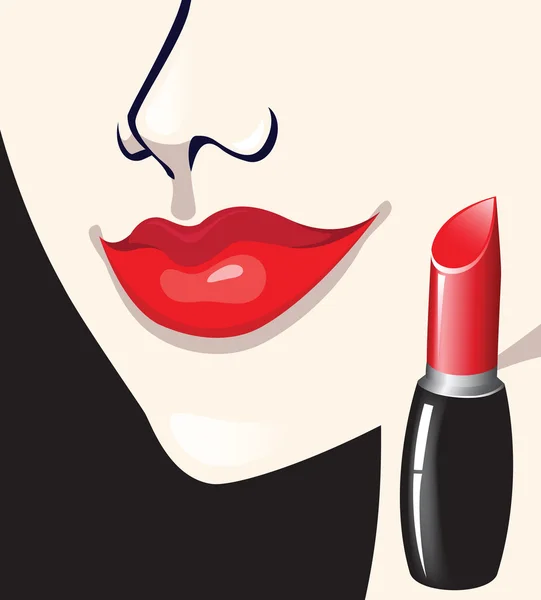 Fille et rouge à lèvres — Image vectorielle