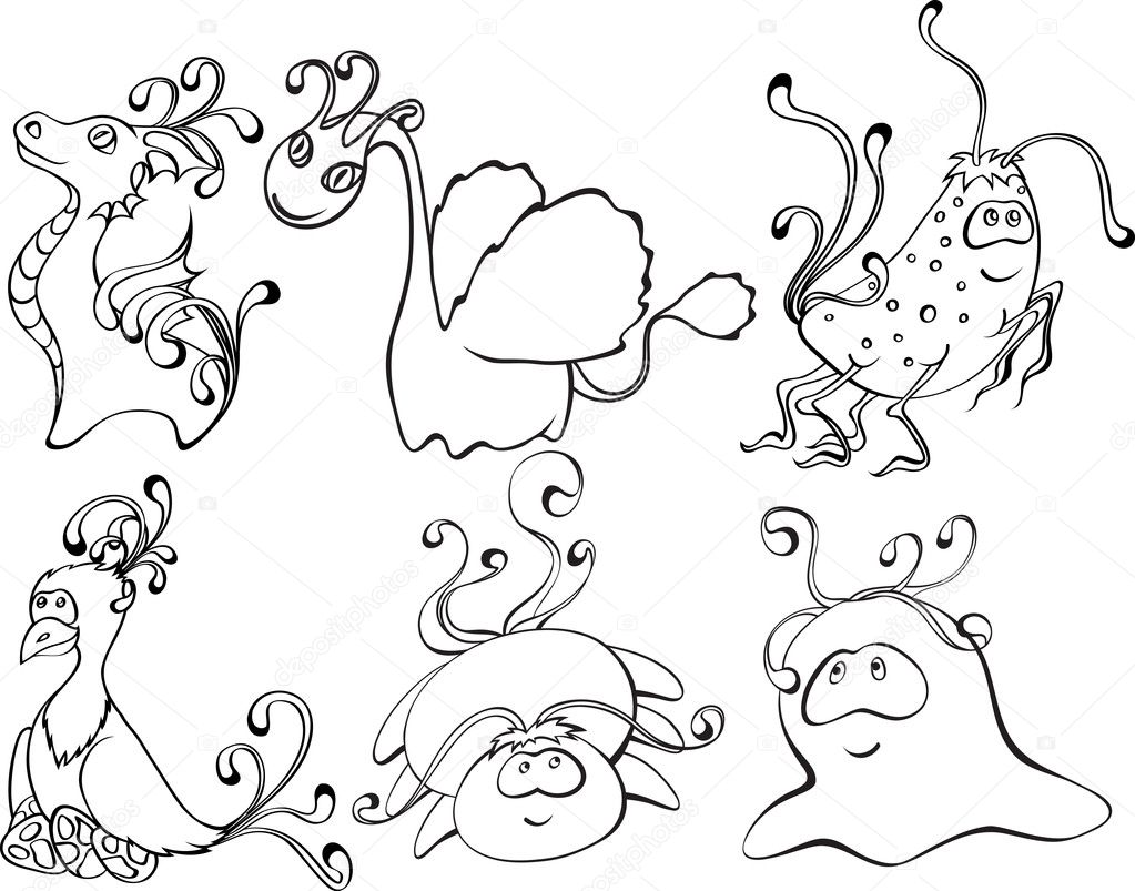 Monsters isolated on white background