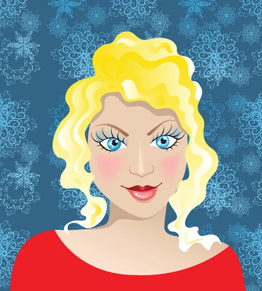 Belle fille sur fond d'hiver — Image vectorielle