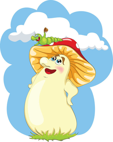 Caterpillar and mushroom