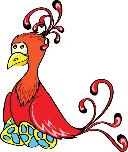 Pájaro de fantasía rojo con huevos — Archivo Imágenes Vectoriales