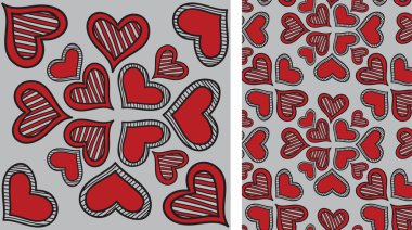 Semless background with decorative hearts