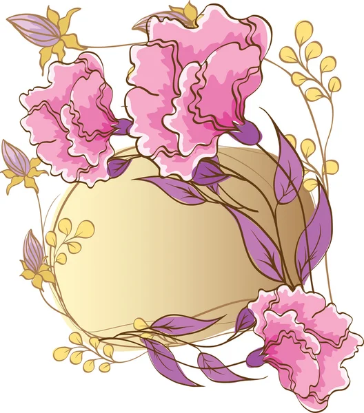 Cadre avec fleurs décoratives — Image vectorielle