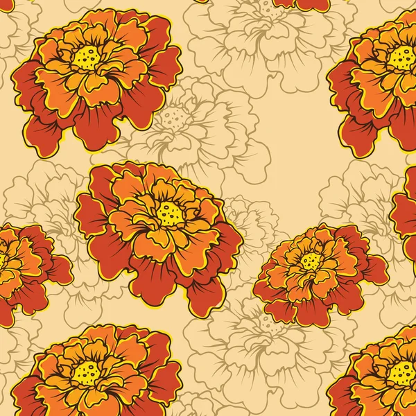 装飾的な花とのシームレスな背景 — ストックベクタ