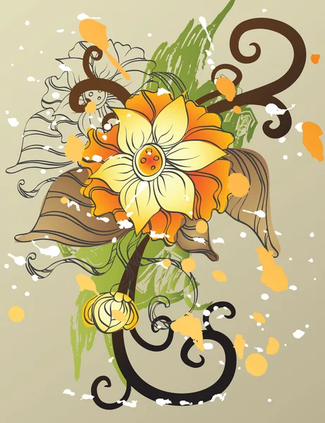 Pozadí abstraktní s dekorativní květy — Stockový vektor