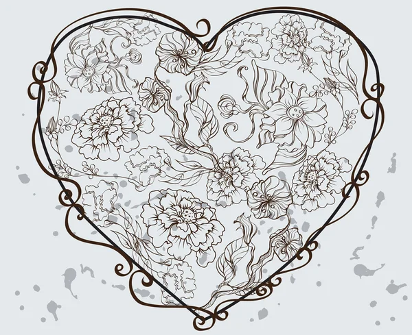 Καρδιά με λουλούδια — Διανυσματικό Αρχείο