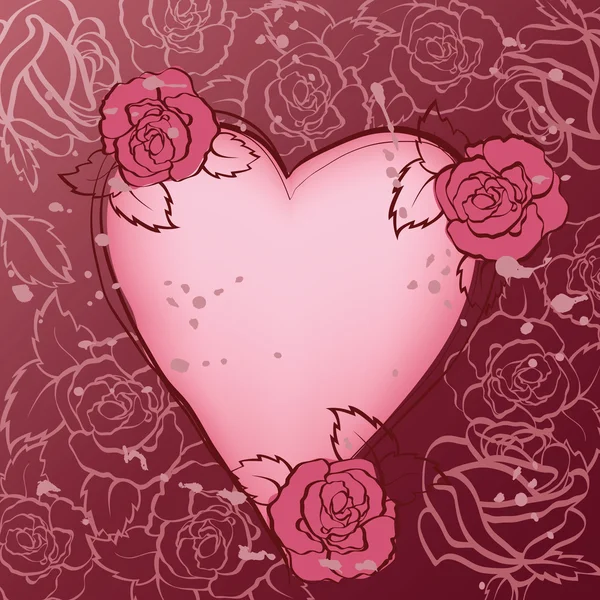 Corazón con rosas — Archivo Imágenes Vectoriales