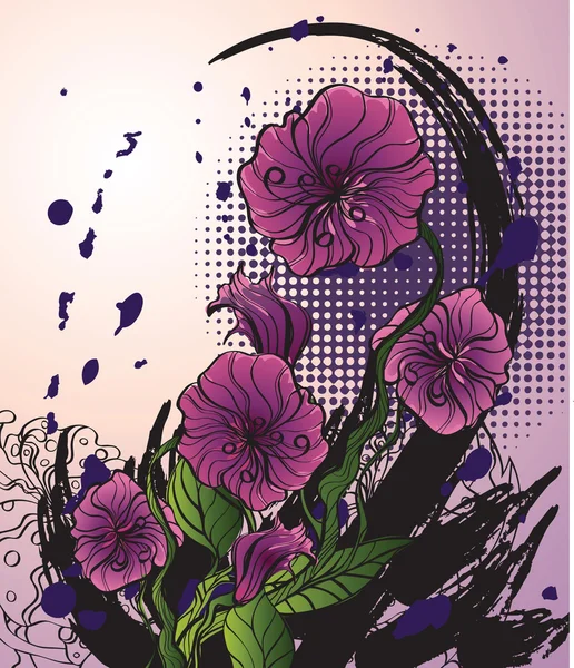 装飾的な植物および花の背景 — ストックベクタ