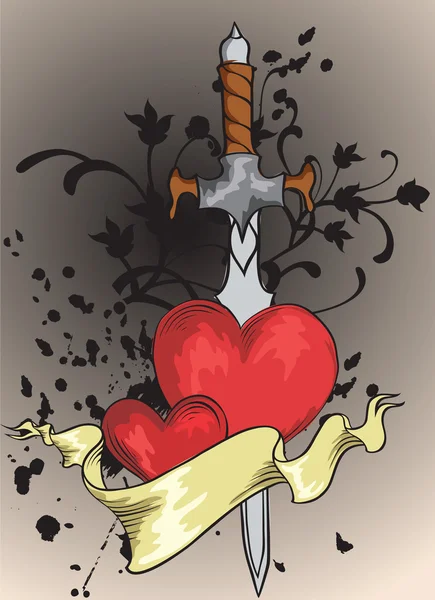 Sword and heart — Stock Vector