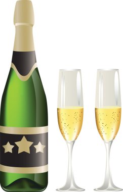 Champagne and glasses clipart