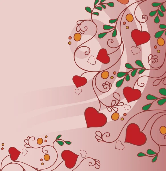Hintergrund mit Blumen und Herzen — Stockvektor