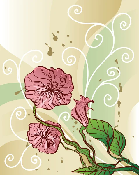 Fond floral avec des fleurs roses décoratives — Image vectorielle