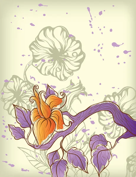 Antika arka plan dekoratif çiçek ile — Stok Vektör