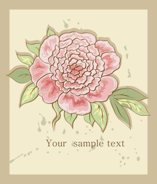 Vintage background with peony clipart