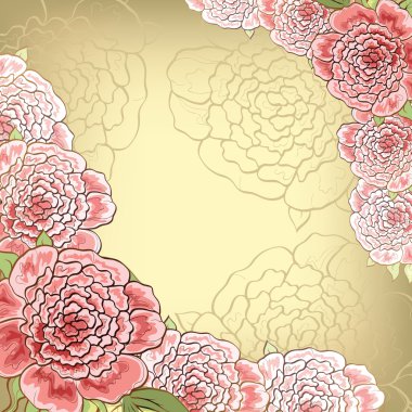 Vintage background with peony clipart