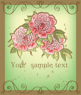 Vintage background with peony clipart