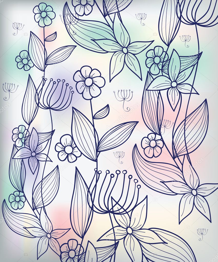 Floral background with decorative flowers
