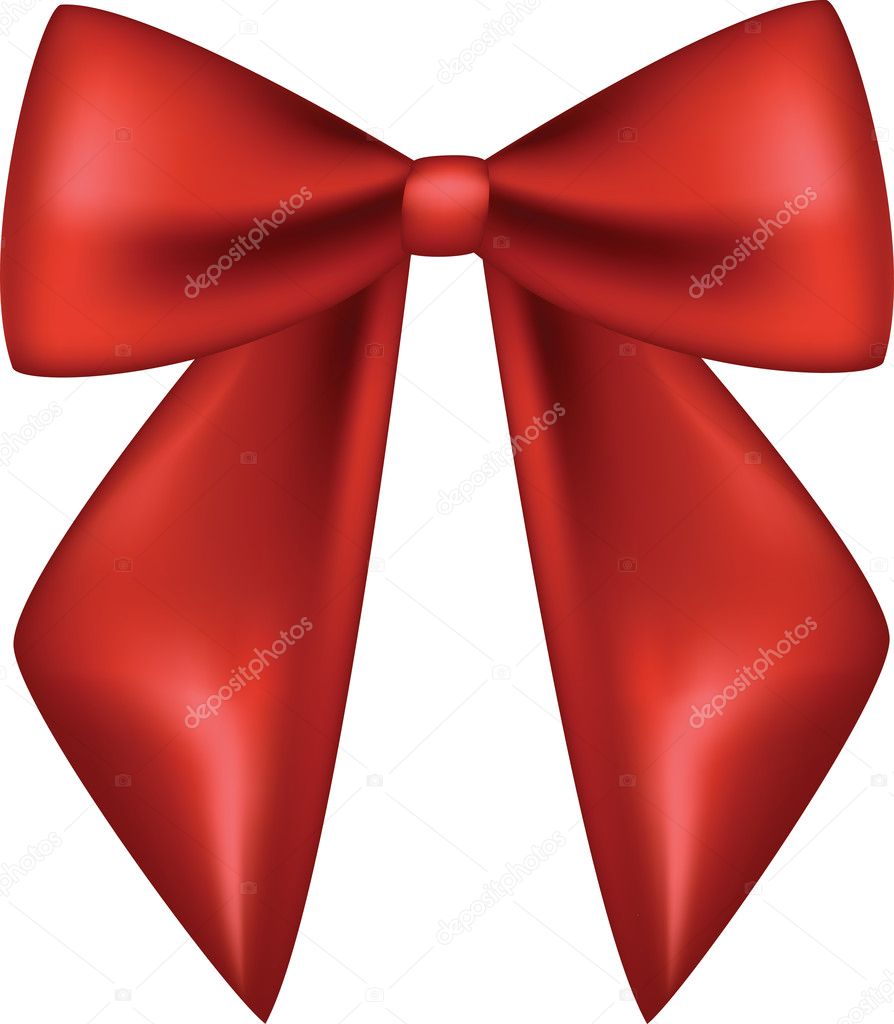 Satin red bow isolated on white background
