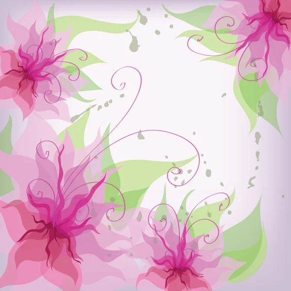 带粉红花朵的抽象背景 — 图库矢量图片