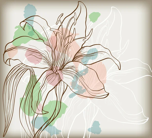 Abstrakt bakgrund med dekorativa lily — Stock vektor